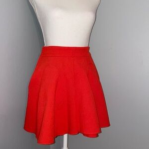 Divided by H&M Red Ribbed A-Line Flare Mini Skirt with Zip side - Size 6US